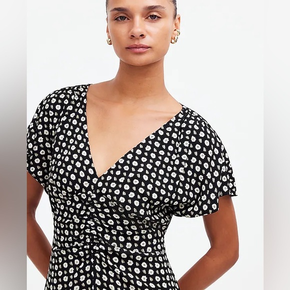 NEW Madewell Ruched V-neck Mini Dress - Picture 4 of 7